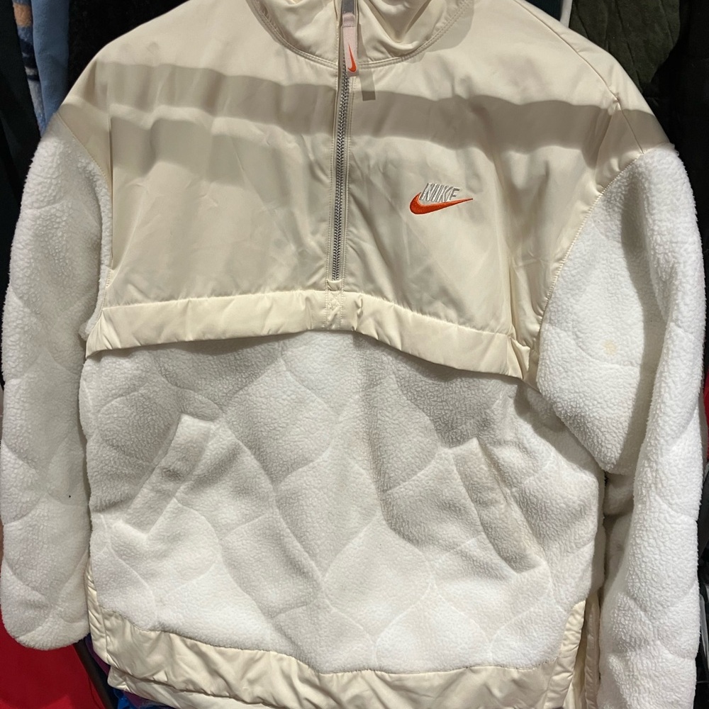 NIKE SPORTSWEAR 1/4-ZIP HIGH-PILE CITY UTILITY Women's JACKET Small White Cream